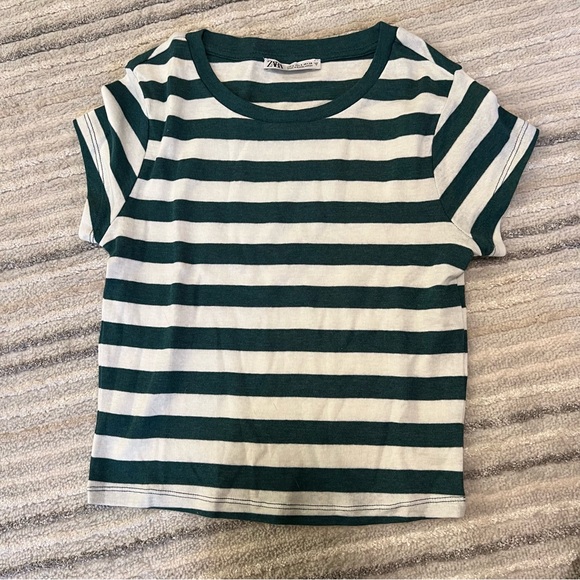 Zara Green Stripe Tee - Picture 1 of 2